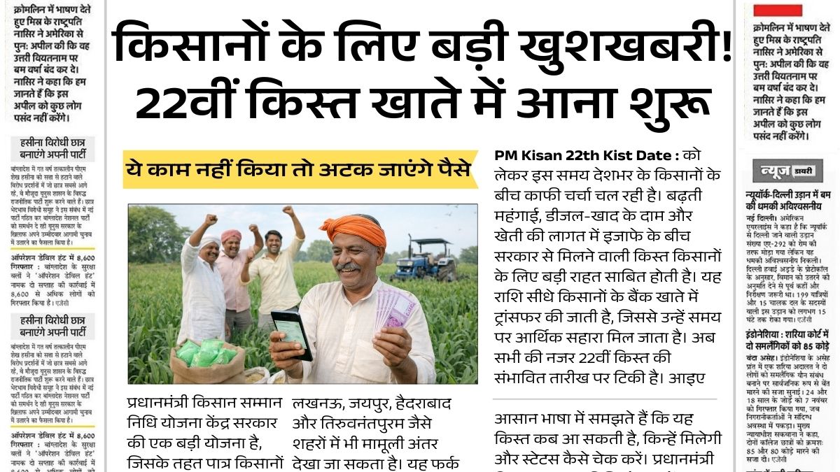 PM Kisan Installment 22nd Official News